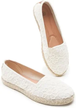 Women's Black Flats with Flower Embroideried,White Lace Ballet Flats,Comfortable Dress Flats